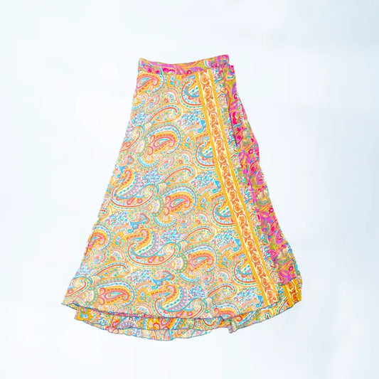 Long Reversible Upcycled Wrap Skirt