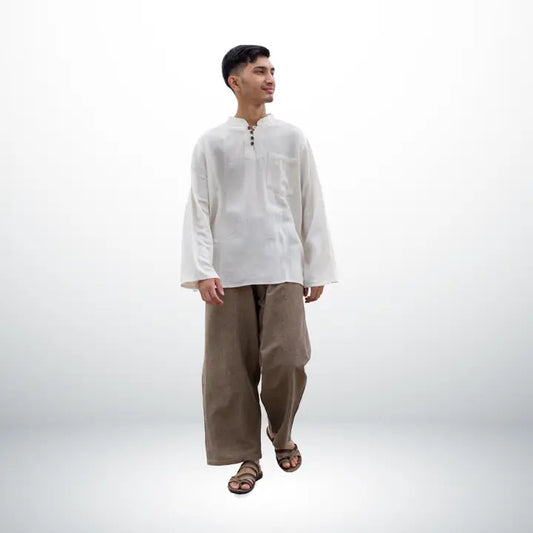 Wide Leg Straight Cotton Pants