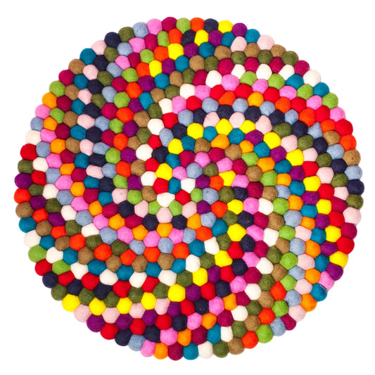 Felt Round Balls Spirale Mat Rug
