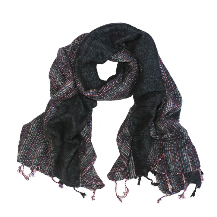 Colorful Lined Wool Shawl