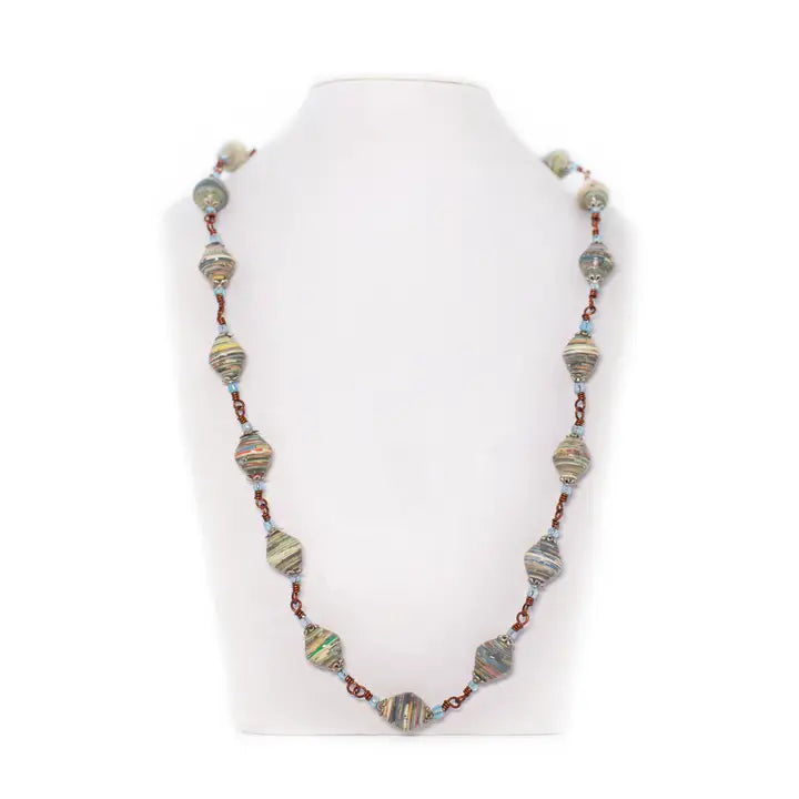 Recycled Paper Beads Necklace
