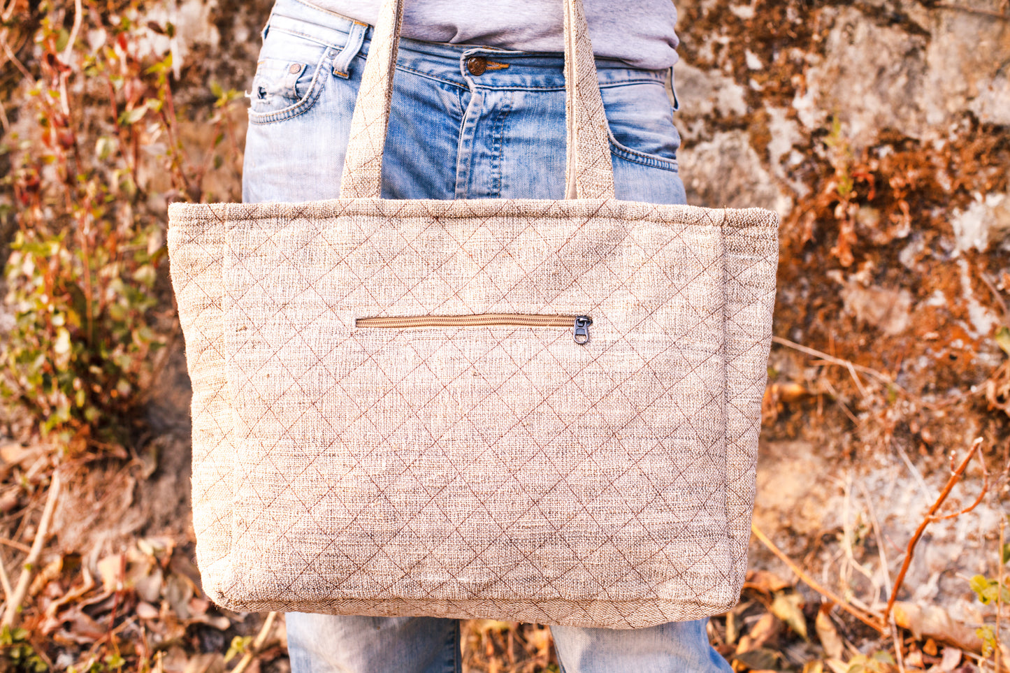 Spacious Hemp and Cotton Tote Bag