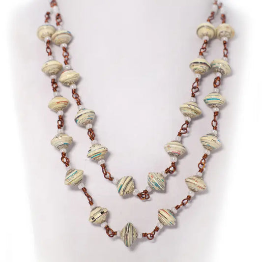 Recycled Paper Beads Necklace