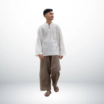 Wide Leg Straight Cotton Pants