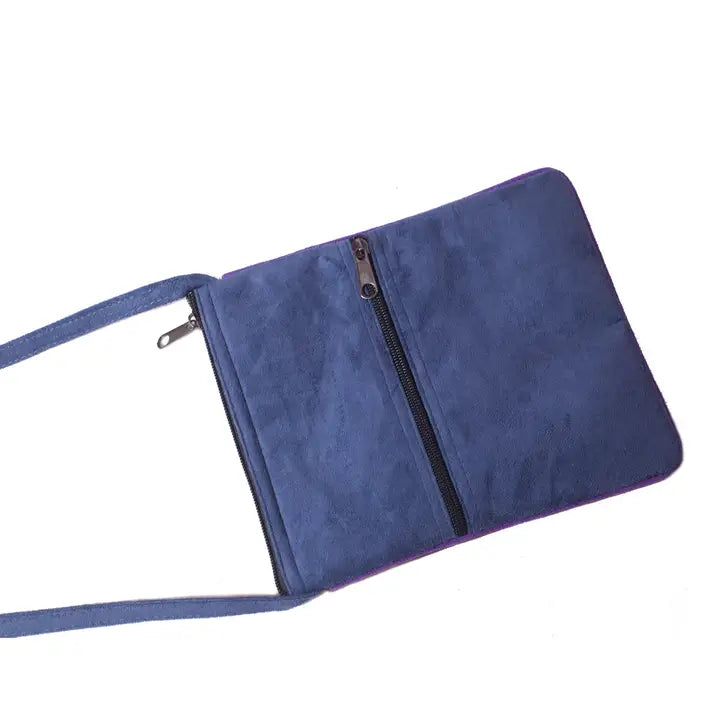 Embroidered Zip Shoulder Bag