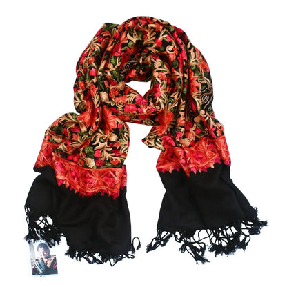 Floral Embroidered Wool Shawl
