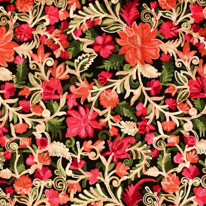 Floral Embroidered Wool Shawl