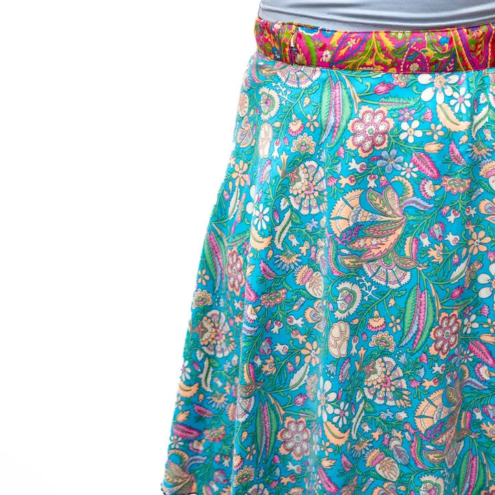 Short Reversible Upcycled Wrap Skirt