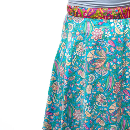 Short Reversible Upcycled Wrap Skirt