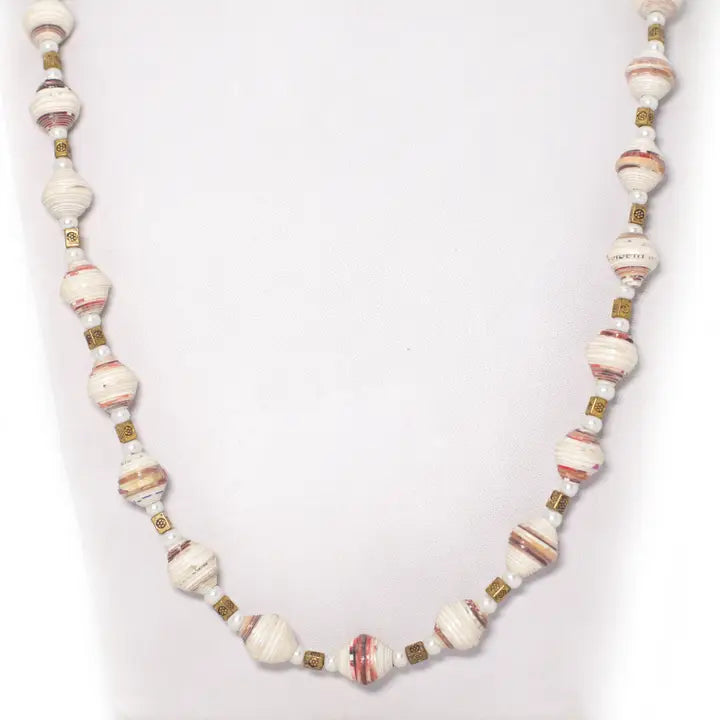 Recycled Paper Beads Necklace