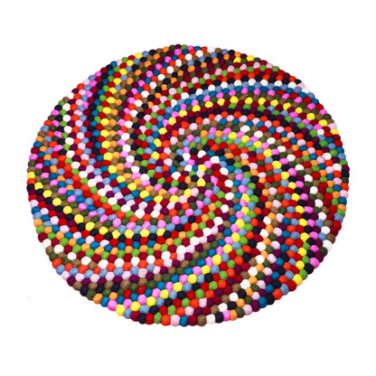 Felt Round Balls Spirale Mat Rug