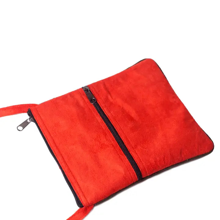 Embroidered Zip Shoulder Bag