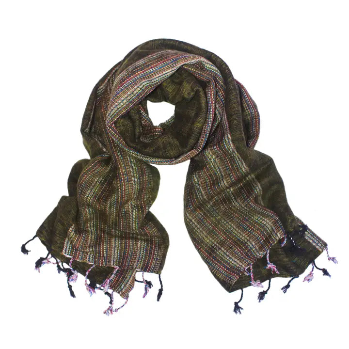 Colorful Lined Wool Shawl