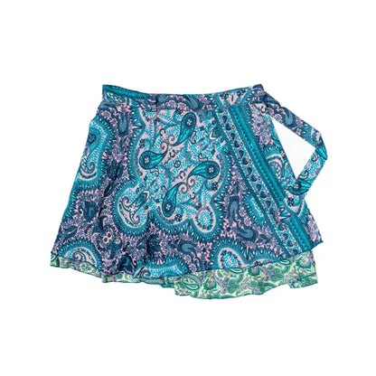 Short Reversible Upcycled Wrap Skirt
