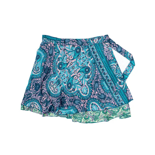 Short Reversible Upcycled Wrap Skirt