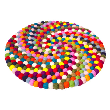 Felt Round Balls Spirale Mat Rug