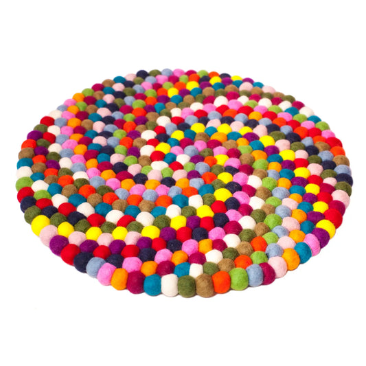 Felt Round Balls Spirale Mat Rug