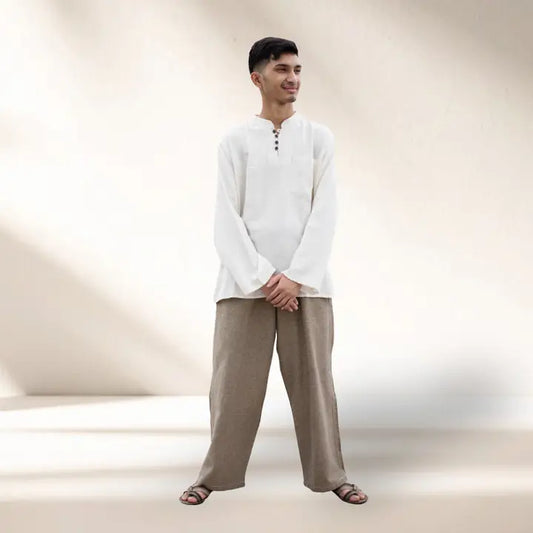 Wide Leg Straight Cotton Pants