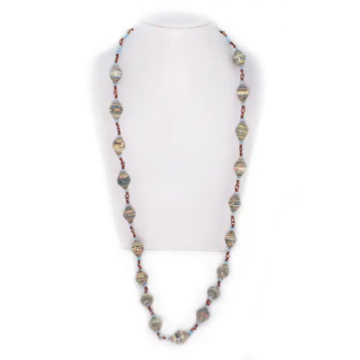 Recycled Paper Beads Necklace