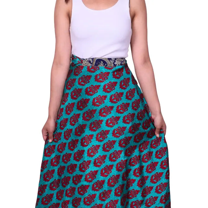 Long Reversible Upcycled Wrap Skirt