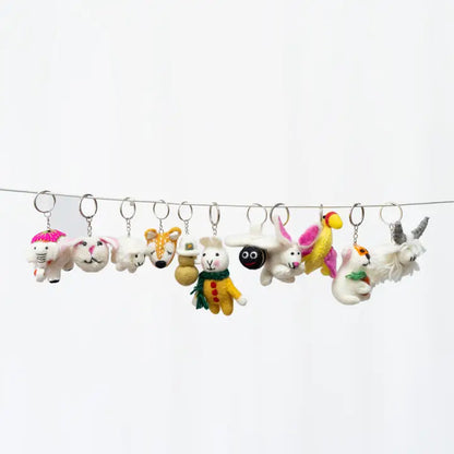 Felt Animals Mix Key rings (Set of 12)