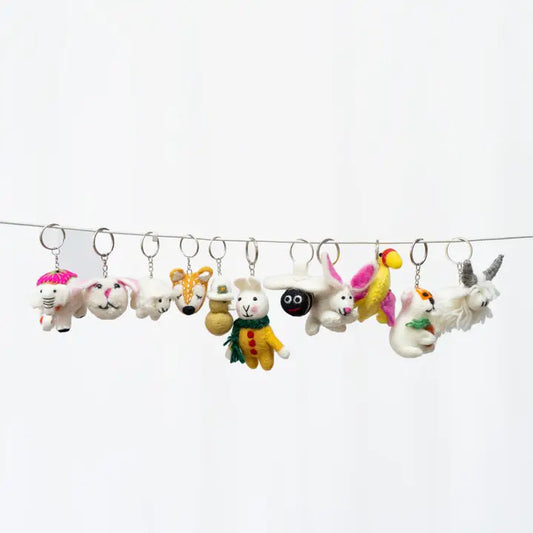 Felt Animals Mix Key rings (Set of 12)
