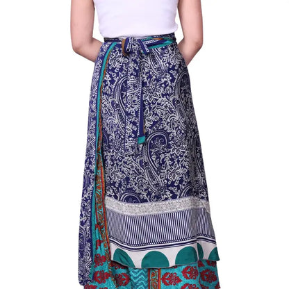 Long Reversible Upcycled Wrap Skirt