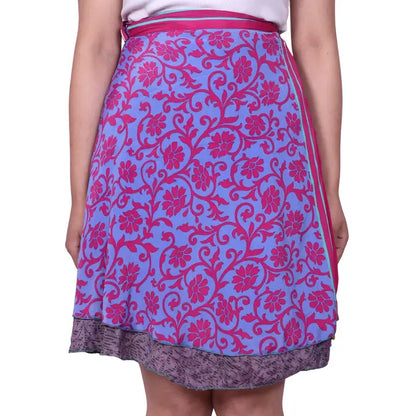 Short Reversible Upcycled Wrap Skirt