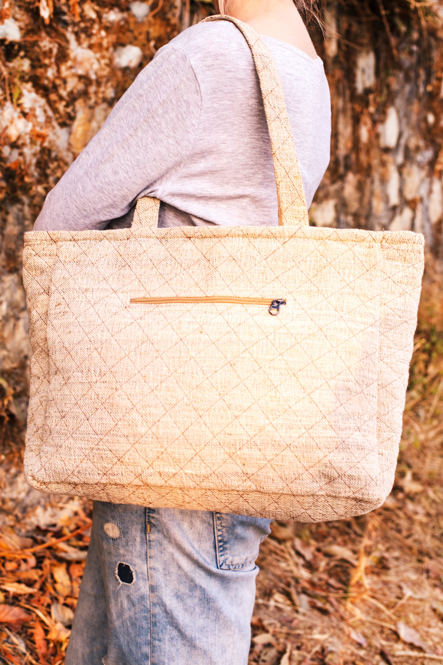 Spacious Hemp and Cotton Tote Bag